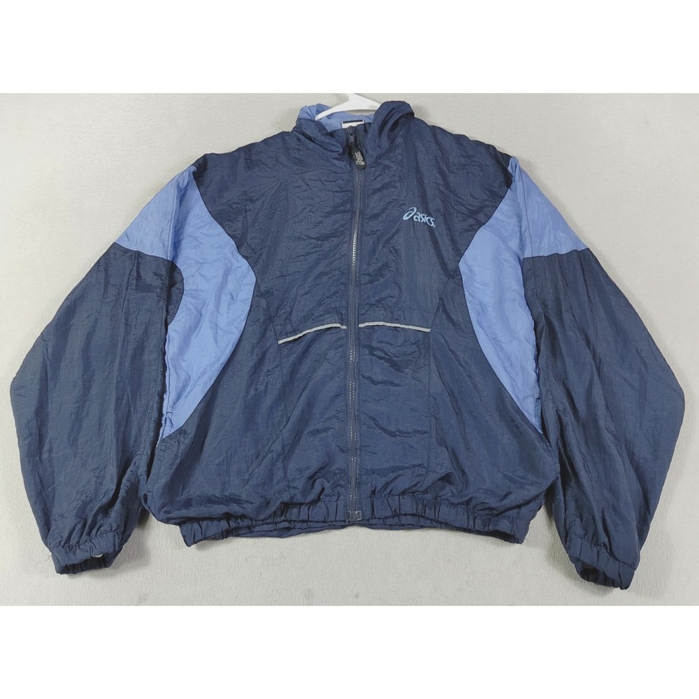 Vintage ASICS Track Jacket Womens Small Blue Colorblock Zip Retro 90s Running